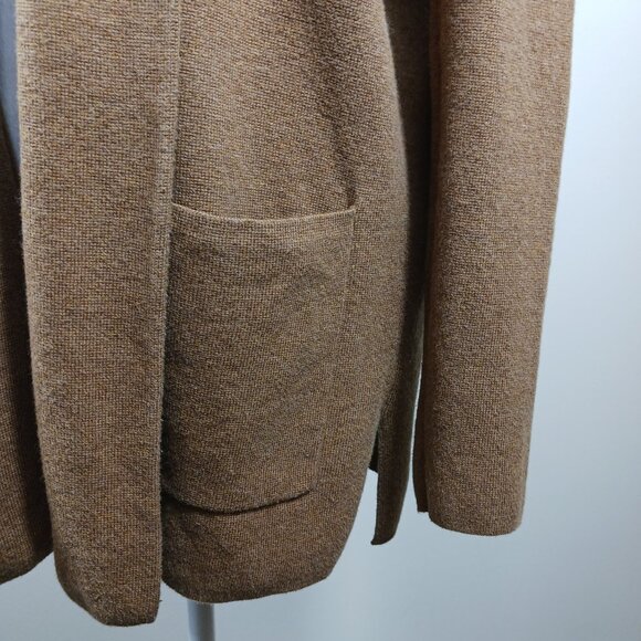 J. Crew Open Front Cardigan, Maple Brown, Med-Petite, Front Pockets, 100% Cotton - Picture 6 of 13